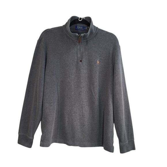 POLO RALPH LAUREN Estate Rib 1/4 Zip Sweater Men's Large Gray Flesh Pony Preppy - Picture 5 of 11